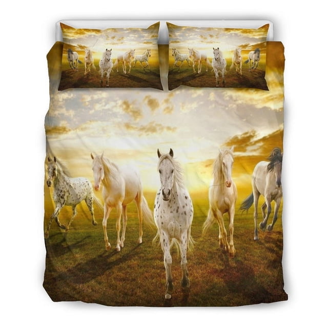 Love White Horse - Juego de cama abanico caballo