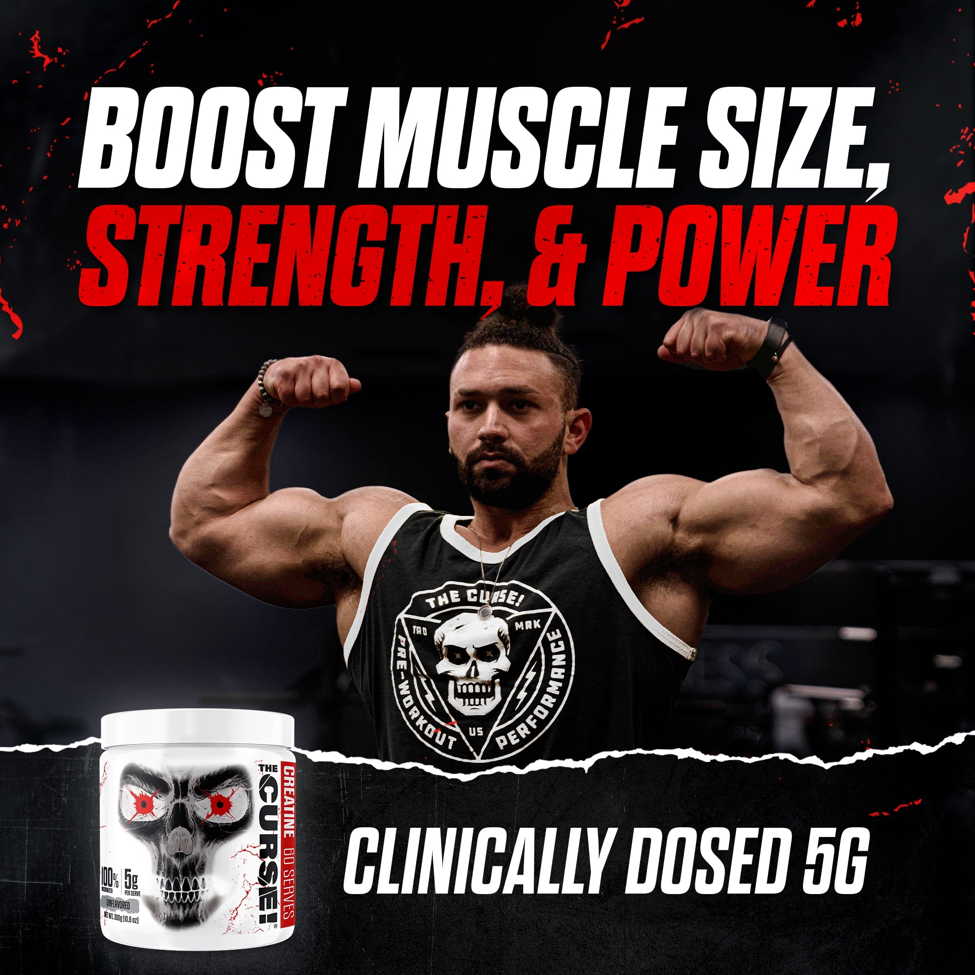 JNX Sports® The Curse! Creatine Monohydrate Powder – Micronized Creatine for Strength, Power & Daily Performance Support, Unflavored, 500 g, 100 Servings