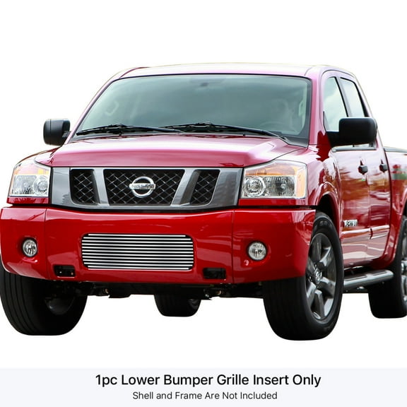 2008-2015 Nissan Titan 304 Stainless Steel Polished Finish 8X6 Horizontal Billet Stainless Steel Billet Grille