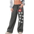 thumbnail image 2 of Aueoeo Women's Jogger Pants Cute Claws Printing Wide Leg Pants High-Waisted Drawstring Casual Sweatpants With Pockets Dark Gray S, 2 of 4