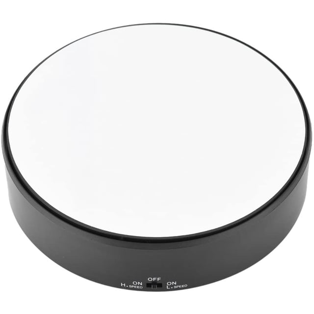 Soporte de exhibición de joyería giratorio de 360 °, bandeja redonda giratoria eléctrica Soporte giratorio de velocidad ajustable para reloj de joyería de teléfono, carga máxima de 2 kg, diámetro de 2 JFHHH pequeña