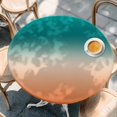 thumbnail image 4 of Teal Burnt Orange Ombre Round Tablecloth 45-54 Inch Round Fitted Table Cloth with Elastic Edge, Modern Gradient Abstract Art Waterproof Table Cover Protector for Outdoor Picnic Party Dining, 4 of 9