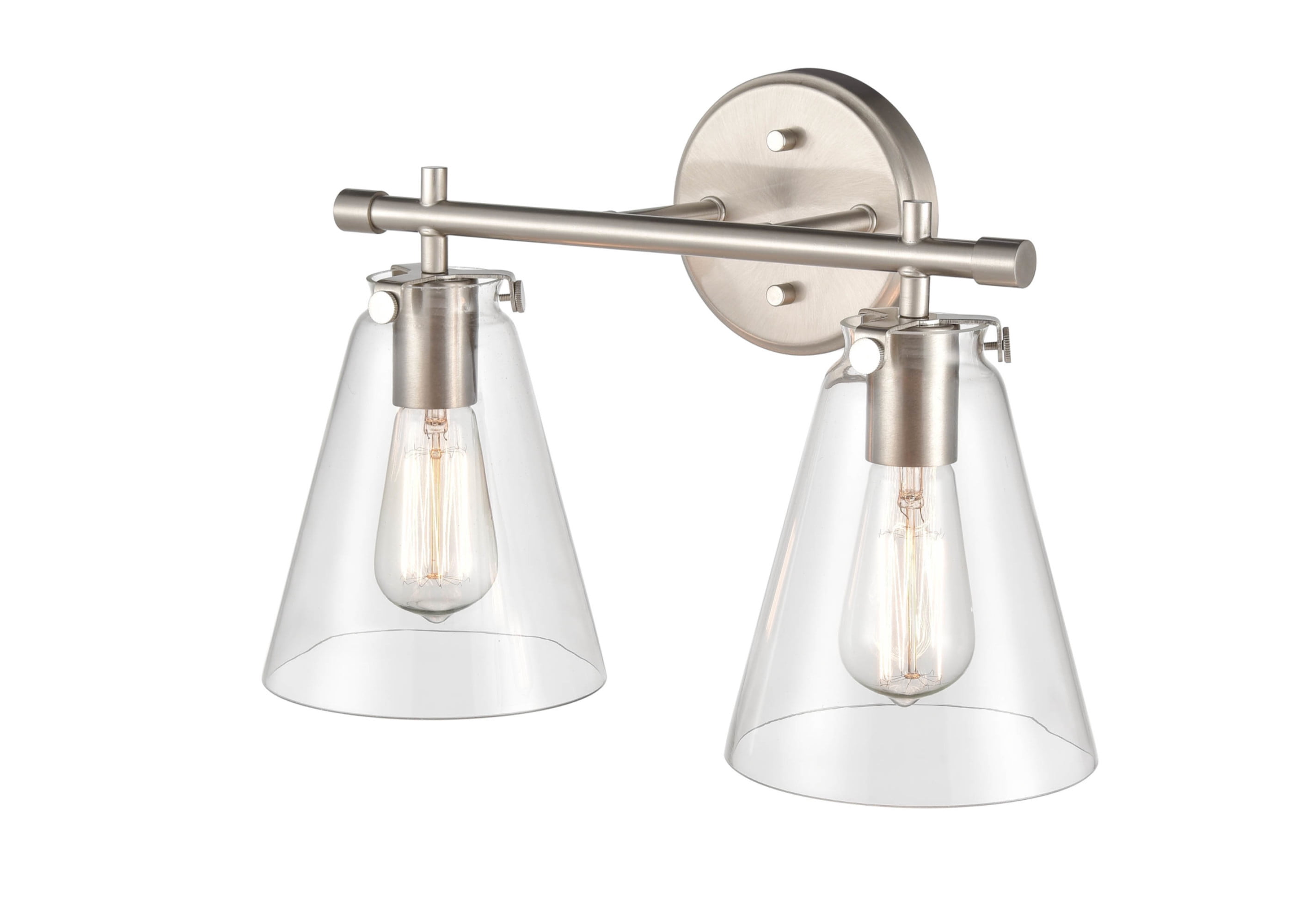 Open Box Millennium Lighting Aliza 2 Light Bathroom Vanity Fixture with Clear Glass Shades Brushed Nickel Nickel Brushed