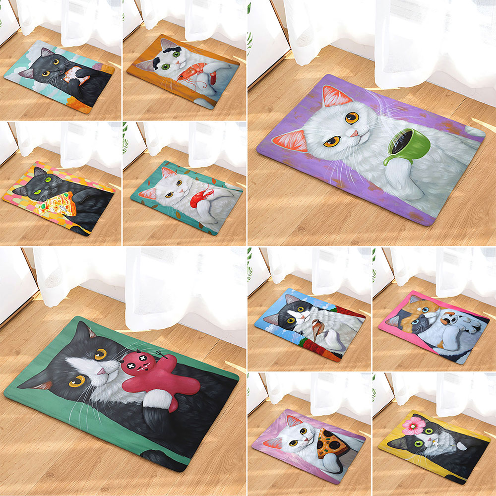 Cute Cats Pattern Door Mat Doormats Non Slip Indoor Outdoor