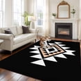 thumbnail image 3 of Triangle Combination Pattern Washable Living Room Rugs 5'x8', White Brown Black Retro Decor Low Pile Throw Large Area Rug Non-Slip Sturdy Edge Binding Carpet for Living Room Kitchen Office, 3 of 9