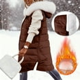 thumbnail image 2 of Uaswgudfs Women's Long Puffer Vest with Removable Faux Fur Hood, Side Zipper Sleeveless Winter Jacket with Pockets - Casual Outerwear Brown 2XL, 2 of 9