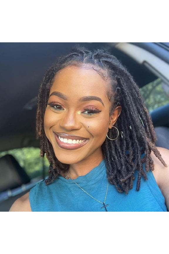 16Inch 0.6cm Thickness Dreadlock Extensions Human Hair 60 Strands Locs Extensions Real Human Hair, Natural Black for Women Men Kids Full Handmade Permanent Locs Can Be Dyed and Bleached