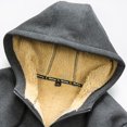 thumbnail image 4 of LpwkSSA Men's Fleece Lined Lambskin Jacket Hooded Casual Cardigan Solid Color Stand Collar Soft Outdoor Wear for Cool Weather and Daily Comfort Gray XXL, 4 of 7
