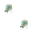 thumbnail image 4 of Minnieouse Vintage Women Plume Fascinator Retro Style Velo Hat Diadema Flower Headwear para Club Horse Racing Events Green blue verde azul naranja 2piezas, 4 of 6