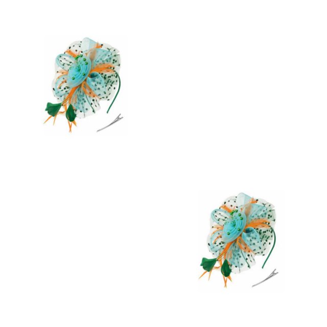 Minnieouse Vintage Women Plume Fascinator Velo Horquilla Damas Accesorios para peinados Sombreros Fiesta Iglesia Verde naranja verde azul naranja 2Conjunto