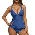thumbnail image 2 of jobturf Women's Tankini Swimsuits Beach Vacation Modest Bathing Suit Deep V Neck Swimwear Tank Top with Bikini Bottoms Two Piece Set, 2 of 6