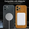 thumbnail image 6 of Allytechgroup MagSafe Compatible Phone Case for Apple iPhone 12 Pro Max, Slim Fit PU Leather TPU Back Cover Magnetic Shockproof Bumper Lightweight Retro Case Cover for iPhone 12 Pro Max, Brown, 6 of 10
