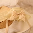 thumbnail image 4 of Arvbitana Little Girl Sun Hat Wide Brim Straw Cap Bow Pearls Cute Sun Proof Hat for Beach Street Party, 4 of 4