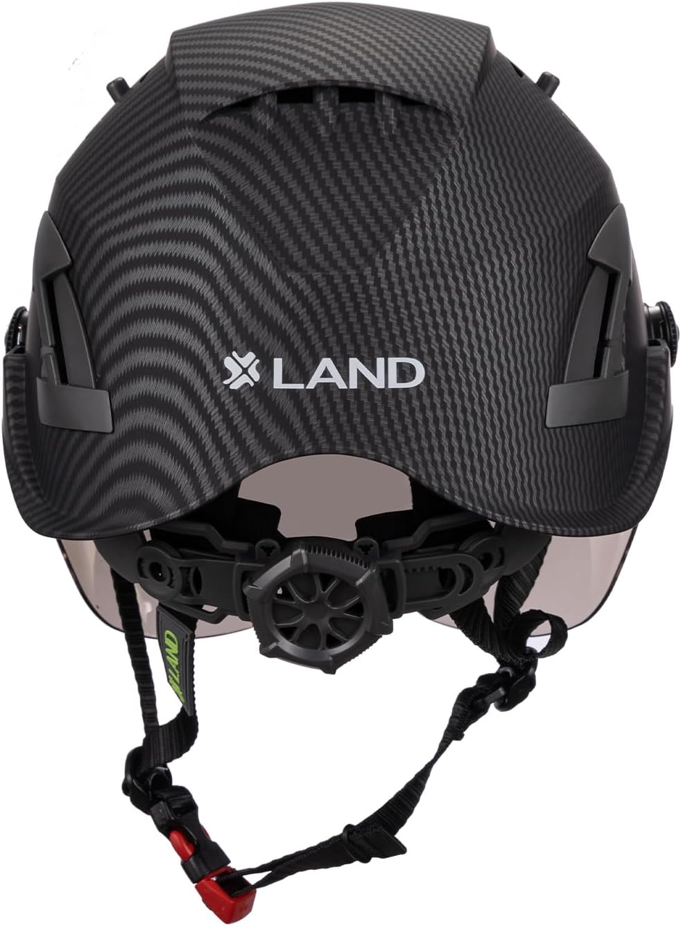 Land Helmets AeroPro Arborist Safety Helmet with Visor – ANSI Z89.1 Type 1 Class C Vented - Hard Hat for Fall Protection, Arborist & Technical Rescue - Carbon Fiber with Smoke Visor
