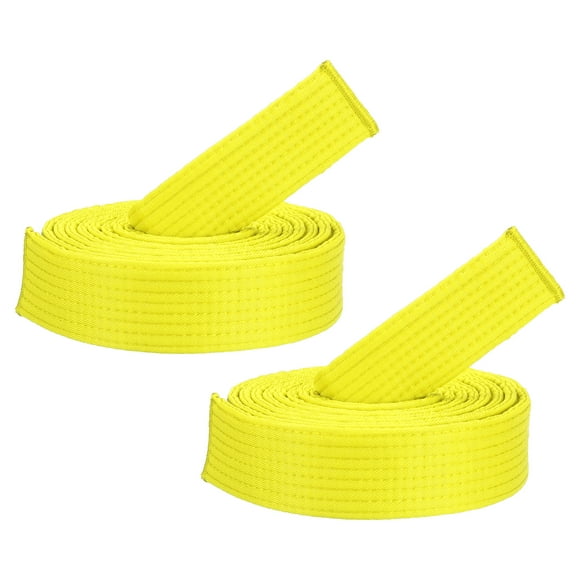 Unique Bargains 9.2FT Taekwondo Colored Ranking Belts, Polyester / Cotton Men Women Pro for Competition, Yellow 2 Pack