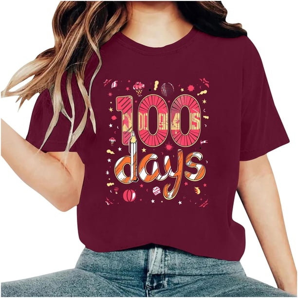 Camisetas de Cuello de Tripulación de Manga Corta para Mujeres Carta Impresa Camiseta 95% Poliéster 5% Spandex, Manga Corta Cuello Redondo Top Casual para Diario