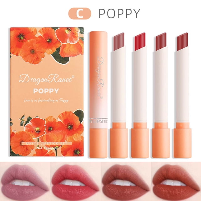 FcBaudy rouge à Lèvres pour Femmes, Encre à Lèvres, Brillant à Lèvres Mat Ensemble de Rouges à Lèvres Mignon Brillant à Lèvres Anti-Traces sur Tasse - Ensemble de Rouges à Lèvres Difficile à Estomper 4 Pcs un rouge