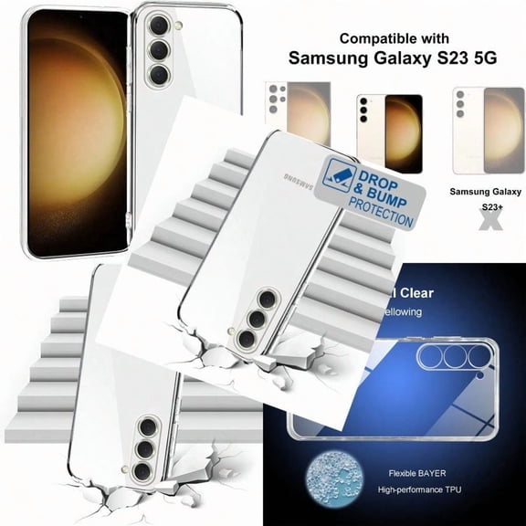 TENOC Phone Case for Samsung Galaxy S23 Clear Case Shockproof Protective Bumper Slim Cover