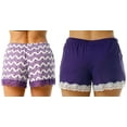 thumbnail image 2 of Just Love Women’s Pajama Shorts – Soft Cotton Lounge Sleep Shorts with Drawstring Waist (Purple - Purple Chevron (Pack of 2), Large), 2 of 2