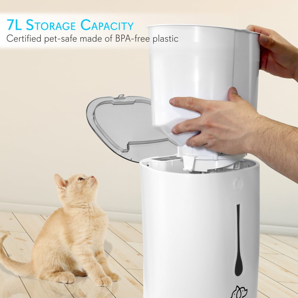 Smart Automatic Cat & Dog Food Dispenser, Digital Pet Feeder with Programmable Meals & Voice Message Playback
