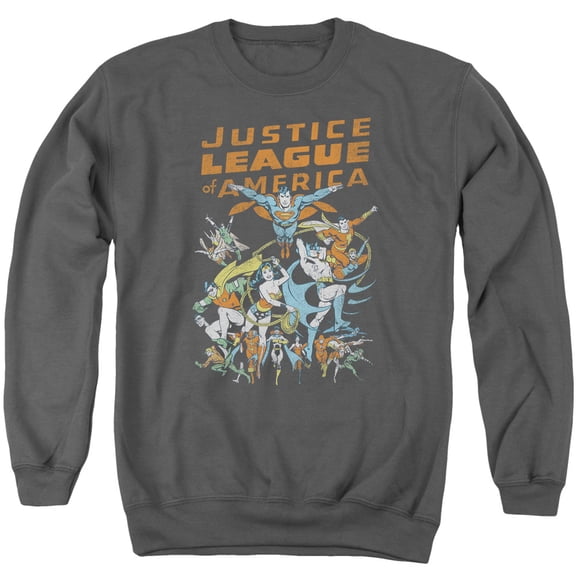 JLA Justice League Big Group Adult Crewneck Sweatshirt Charcoal