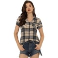 thumbnail image 1 of CamiDe Cuadros Estilo Western De Algodón Clásico Con Botones PaMujer Marrón XL, 1 of 6