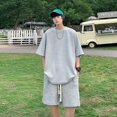 thumbnail image 5 of Nuevos conjuntos de pantalones cortos y top de manga corta con estampado de gofres de moda de verano, chándales de tendencia, ropa deportiva, trajes de 2 piezas, conjuntos unisex de moda sólidos, 5 of 5