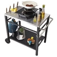 thumbnail image 1 of VEVOR Chariot de Repas pour Gril Extérieur avec Double Tablette, Table de Préparation des Aliments Mobile pour BBQ, Dessus de Table Multifonction en Acier Inoxydable, Chariots Modulaires Portatifs pour Four à Pizza, Table de Travail avec 2 Roues, Poignée de Transport, 1 of 9