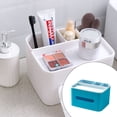 thumbnail image 4 of Cateissary Caja de pañuelos Rectangular de plástico resistente a caídas, organizador de almacenamiento multifuncional, cubierta plegable, Almacenamiento y organización del hogar Azul, 4 of 6