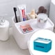thumbnail image 4 of Cateissary Caja de pañuelos Rectangular de plástico resistente a caídas, organizador de almacenamiento multifuncional, cubierta plegable, Almacenamiento y organización del hogar Azul, 4 of 6