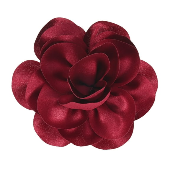 Rose Flower Brooches and Pins for Women, 5.5 Inch Lapel Pins Dainty Satin Fabric Big Camellia Hair Flowers Clips [14cm, Wine Red]