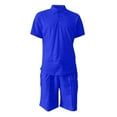 thumbnail image 5 of Honeeladyy Mens Short Sets 2 Piece Outfits Fashion Summer Tracksuits Casual Shirt and Shorts Set #Ed-Blue-XXL, 5 of 5