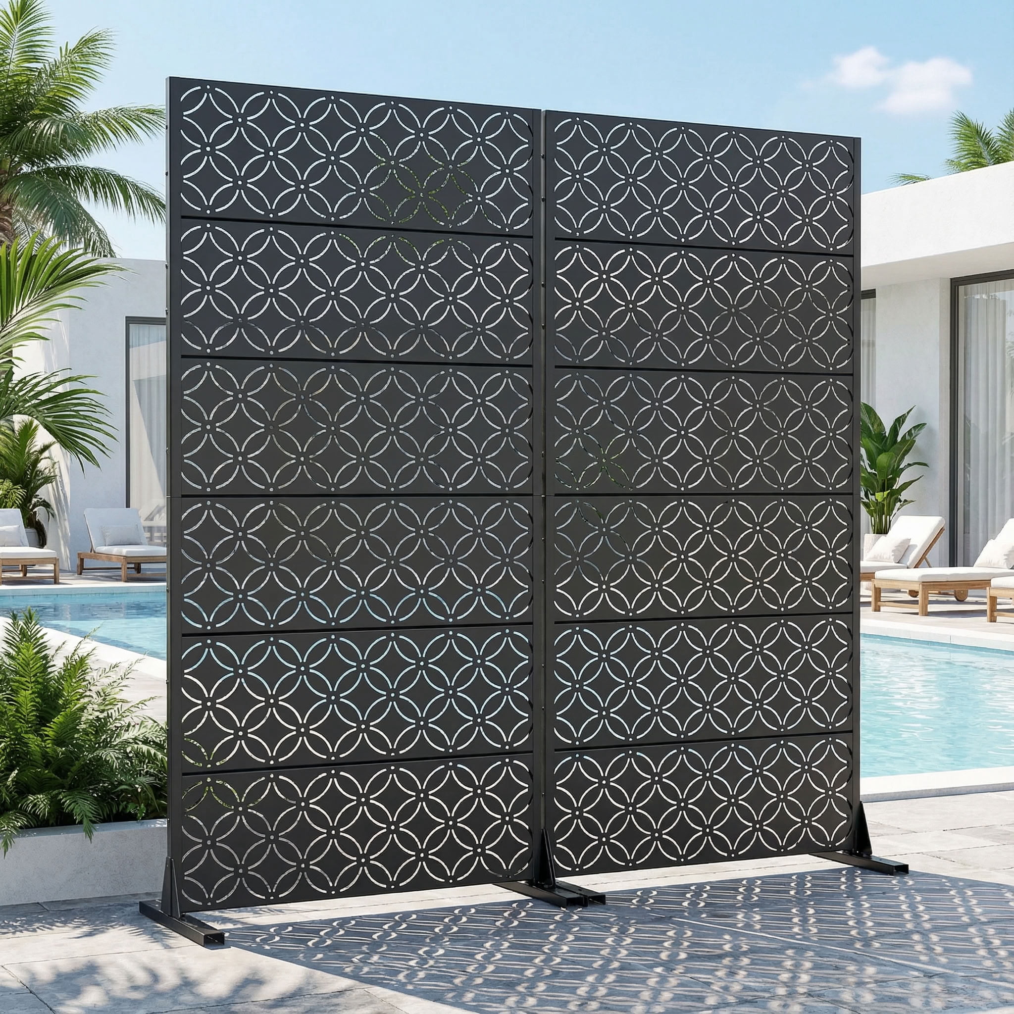 MAYEERTY 72*35in Outdoor Privacy Screen, View Blocking Metal Privacy Panel, Privacy Divider for Patio, Balcony, Backyard, Garden