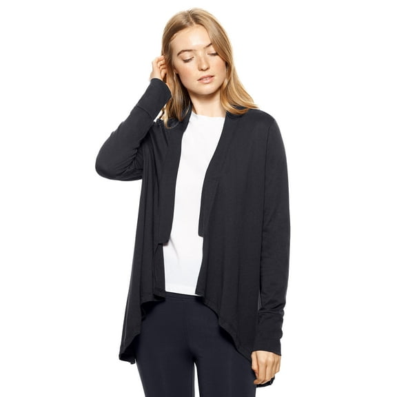 Expert Brand USA-Made Women's MoCA Cotton Blend Cardigan, Black, Medium