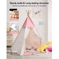thumbnail image 6 of Besrey Kid Teepee Play Tent with String Lights & Thickened Mat,Kids Indoor Outdoor Playhuose Tent, Pink, 6 of 7