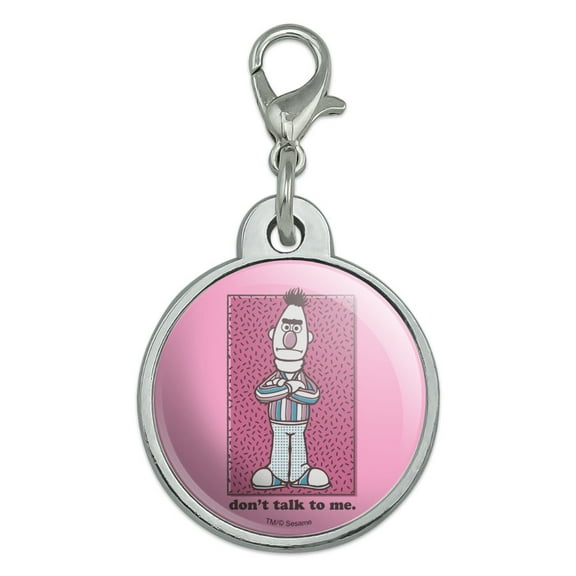 Sesame Street Bert Don't Talk to Me Chrome Plated Metal Pet Dog Cat ID Tag
