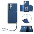 thumbnail image 1 of SaniMore Case for Samsung Galaxy S23 Ultra 6.8" 2023 with Detachable Wrist Strap, [Flip Wallet & Card Slots & Flip Kickstand] PU Leather Wear-resistant Shockproof Anti-fall Luxury Cover, Blue, 1 of 6
