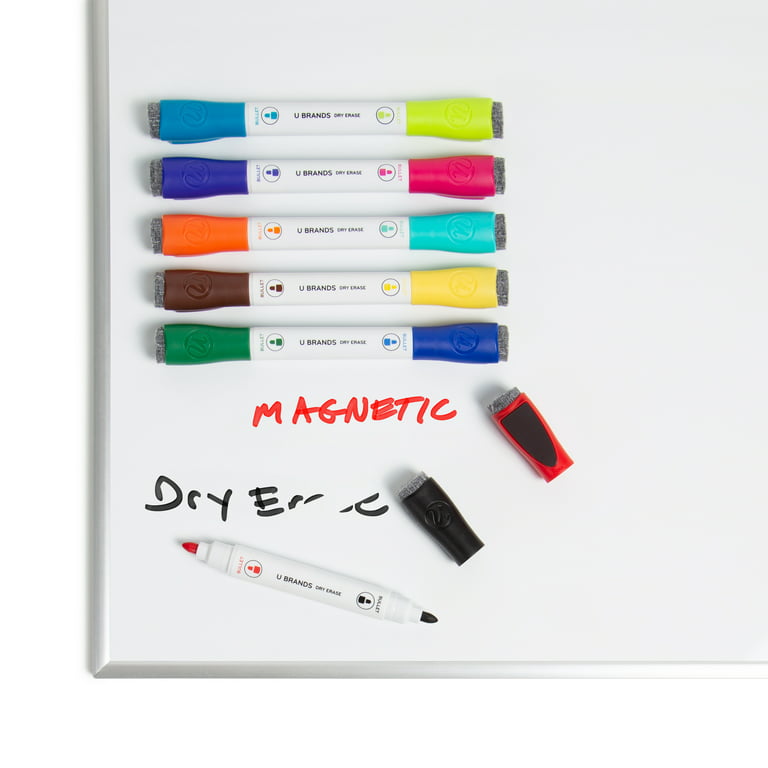 Kedudes Magnetic Dry Erase White board 11 x 14 with frame. Includes 6  Magnetic Dry Erase Markers, Assorted Colors. Great For Fridge