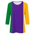 thumbnail image 5 of Pxxlle Womens Mardi Gras Outfits Funny Mask Graphic Shirt Plus Size 3/4 Sleeve Round Neck Fat Tuesday Shirts New Orleans Party Tops Size XXXXXL, 5 of 5