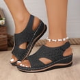 thumbnail image 2 of Pandaie Orthopedic Wedge Sandals for Women Arch Support Breathable Slingback Summer Beach Walking Shoes with Back Buckle Strap (Black,7.5), 2 of 8