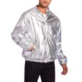 thumbnail image 4 of INSPIRE CHIC Shiny Varsity Jacket for Men's Metallic Baseball Bomber Jacket, 4 of 5