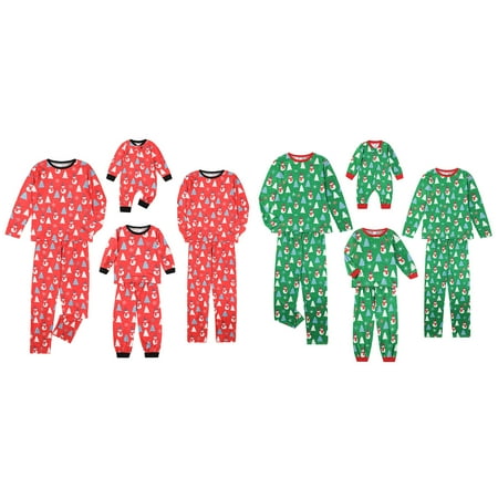

Herdignity Christmas Family Matching Parent-child Pajamas Set Cartoon Snowman Long-Sleeve Tops with Pants Suit for Adults Kids Baby Red/Green