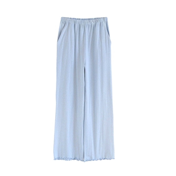 Pantalones de Cintura Elástica para las Mujeres de Moda Color Sólido de Lana Casual Casa Pantalones de Pijamas con Estampado Oso Altura de la Cintura