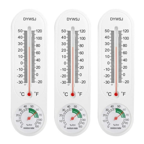 3 Pcs Outdoor/Indoor Thermometer Hygrometer Humidity Meter Thermometers Temperature Humidity Gauge Meter with Celsius/Fahrenheit (/) for Patio Field Cellar Garden Greenhouse Closet