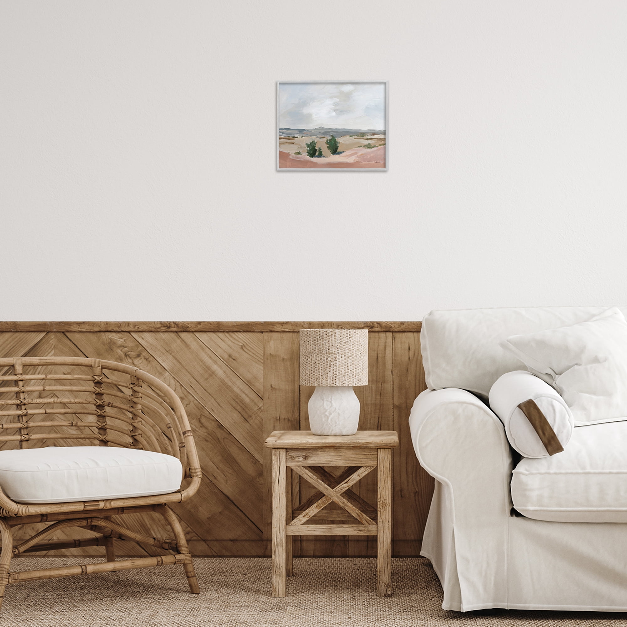 Stupell Industries Vast Desert Mountains Landscape Painting Gray Framed Art Print Wall Art, 14 x 11