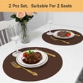 thumbnail image 5 of Brown Pure Color Round 13 Inch Placemats Set of 2, Aesthetics Contemporary Luxury HeatResistant Non Slip Place Mats for Dining Table, Wipeable Braided Kitchen Table Mats for Housewarming, 5 of 9