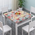 thumbnail image 3 of Pioneer Flower Floral Print Pattern Square Fitted Tablecloth with Elastic Edge,Square Table Cover,Washable Elastic Table Cover for Home Kitchen Party Decor 34"x34", 3 of 6
