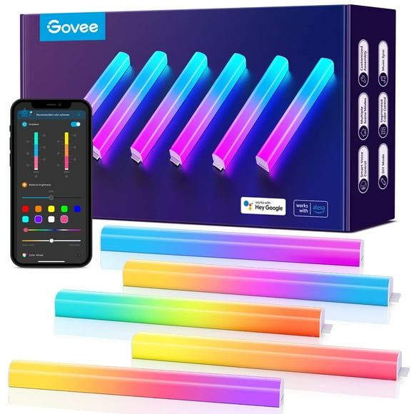 Govee RGBIC Smart Wall Light, Glide Lively Wall Lights, Multicolor Segmented Control, Music Sync, Home Decor LED Light Bars for Gaming and Streaming Work with Alexa and Google Assi