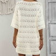 thumbnail image 4 of QIPOPIQ Robes de Plage pour Femmes Manches Courtes Couleur Unie Découpée Robe d'Été Vacances Robe de Plage Protection Solaire Blouse Offres 2023, 4 of 4