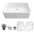 thumbnail image 1 of 24-inch farmhouse ceramic kitchen sink, apron-front, with strainer & grids, 1 of 10